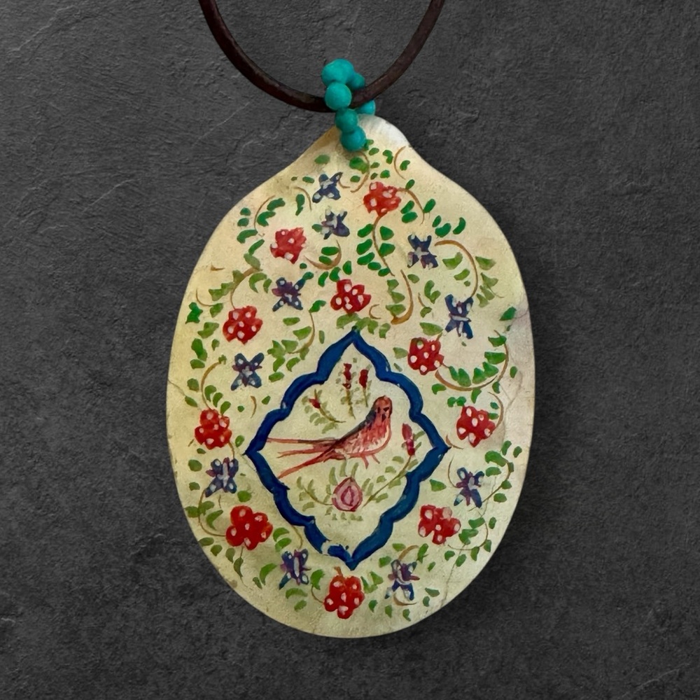 Painted Shell Pendant Necklace